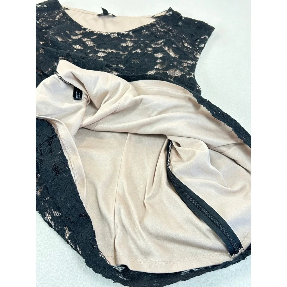 The Limited Peplum Blouse Women Large Black Floral Lace Professional Elegant